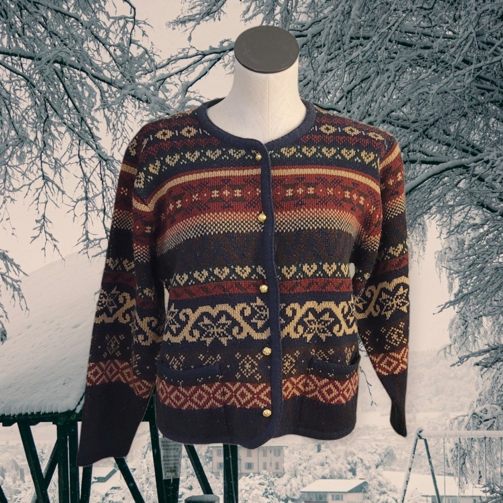Multicolor Patterned Cardigan Sweater - image 1